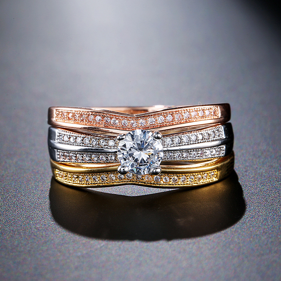 18K Multi Gold Ring 3pc Set fo - Bar Cart Gold review and price