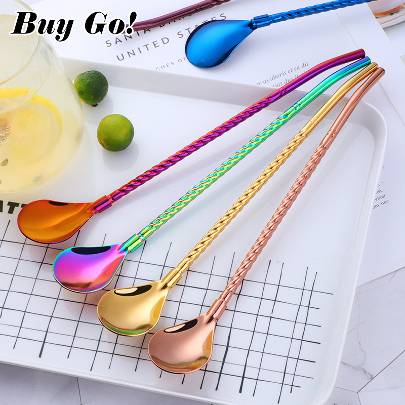 1PC Long Big Twisted Straw Spo - Bar Spoon Twisted review and price