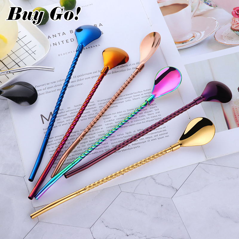 1PC Long Big Twisted Straw Spo - Bar Spoon Twisted review and price