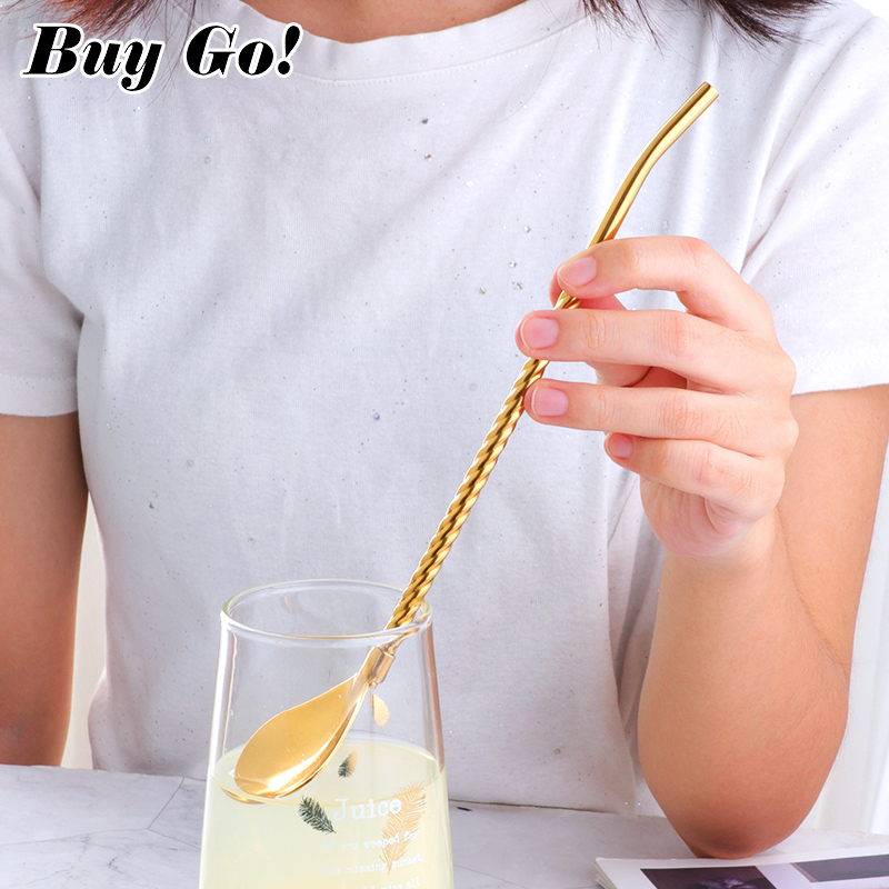 1PC Long Big Twisted Straw Spo - Bar Spoon Twisted review and price