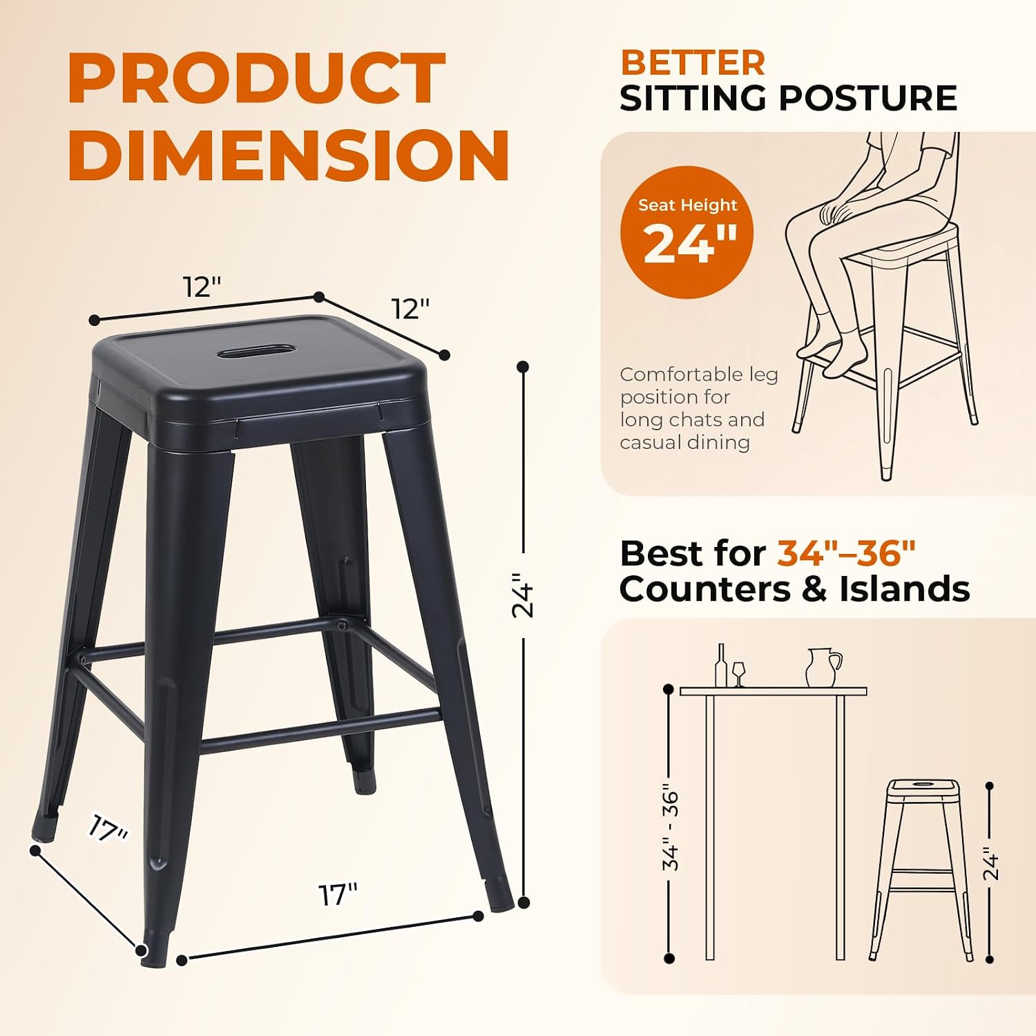 Midnight Black Metal Counter H - Home Bar Seating review and price