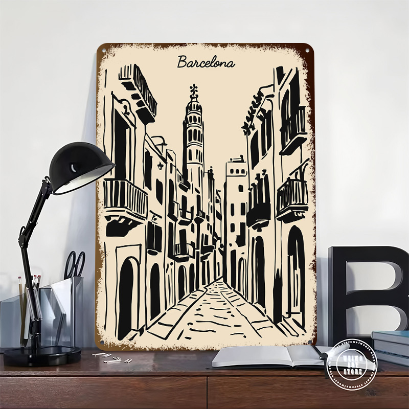 Barcelona Street Metal Poster  - Home Barcelona review and price