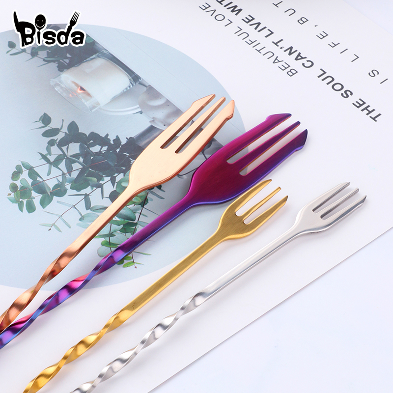 Cocktail Bar Spoons with Fork, - Bar Spoon Twisted review and price